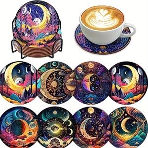Mystical Moon Diamond Art DIY Coaster Set